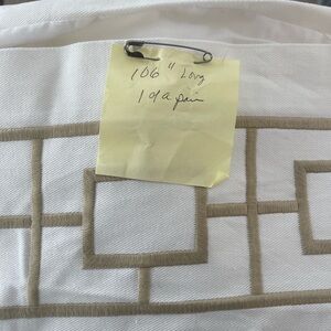 Lined White and Tan Geometric Curtain Panel